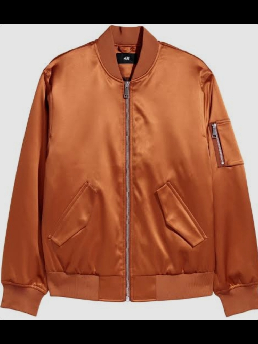 H&M Satin Bomber Jacket in Copper Brown